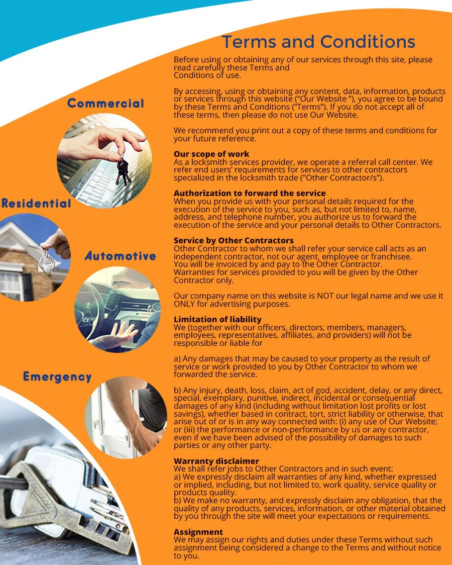 Riverview City Locksmith Service Riverview, FL 813-280-8973 - TermsAndConditions